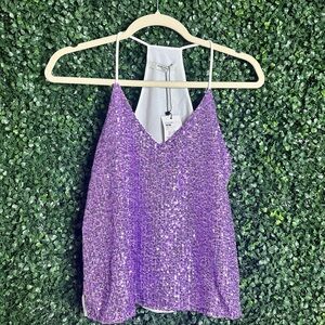 Piazza Italia Purple Sequin S/M Top NWT